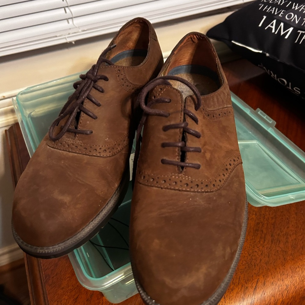 Dockers Brown Leather Oxfords Classic Lace-Up Design